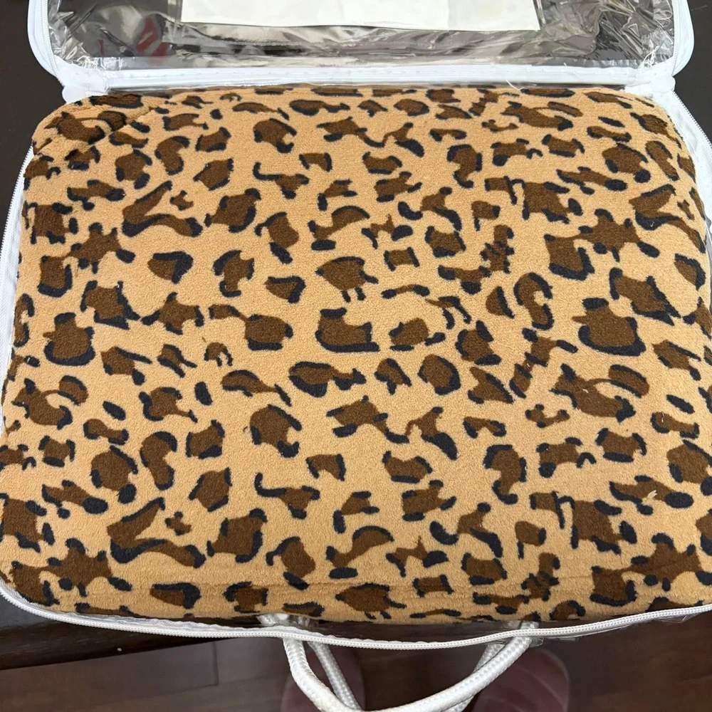 Hooded wrap sherpa blanket leopard print brown 51” x 71” by Chic Home Designs NY
